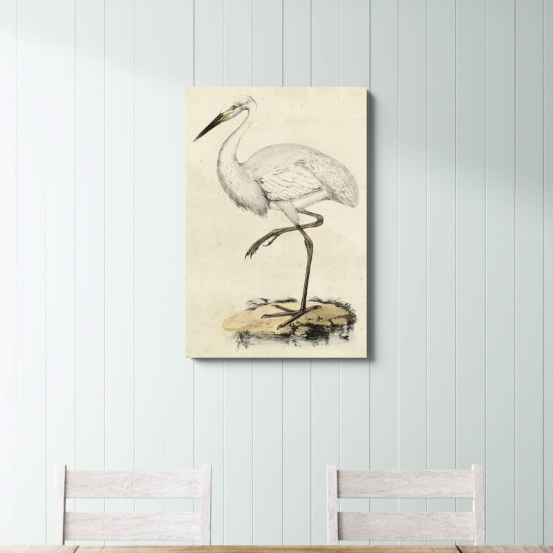 «Antique Heron III», peinture sur toile, H 36 po x l 24 po