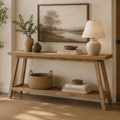 Farmhouse Console Table, 70.9" Entryway Table 2-Tier Sofa Table
