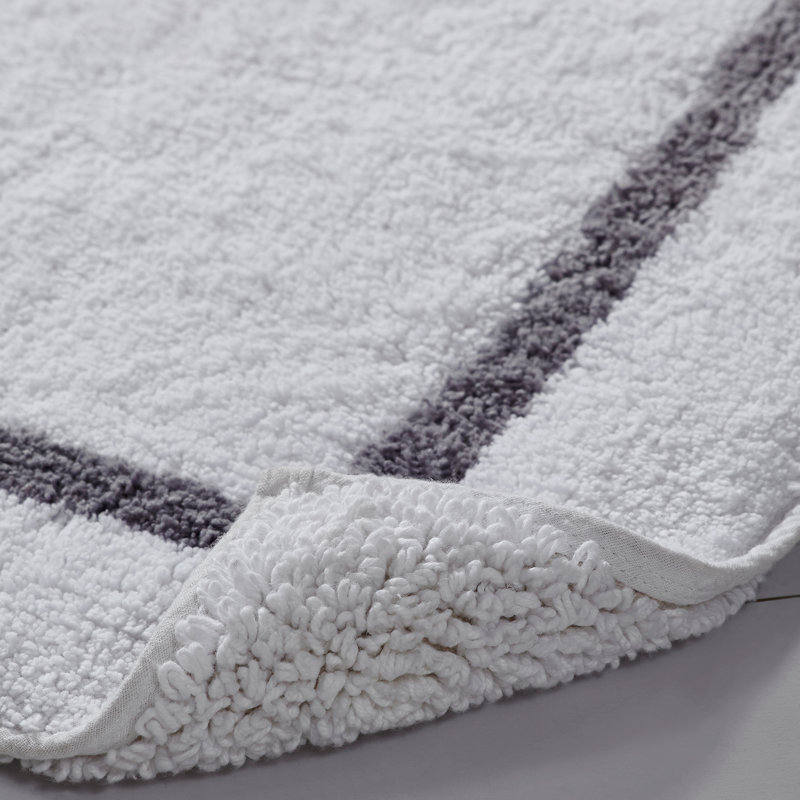 Modern Threads Reversible Contrast Stripe Bath Runner, Platinum