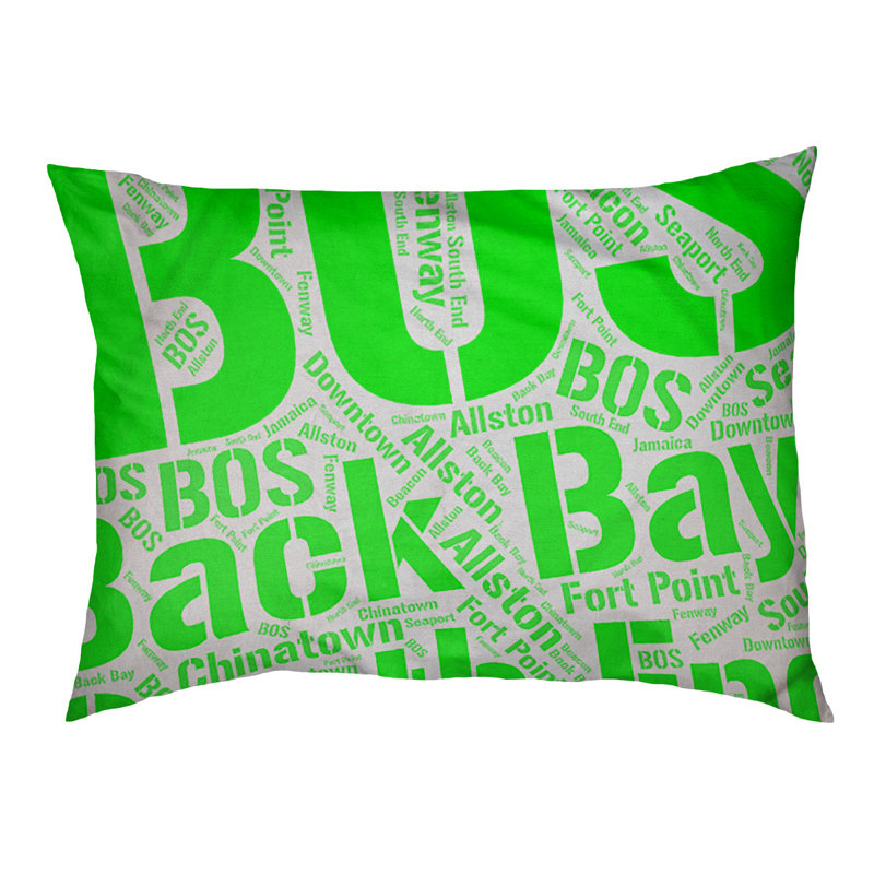 Coussin de chien « districts », Grand (l 40 po x P 30 po x H 14 po), Vert, Boston