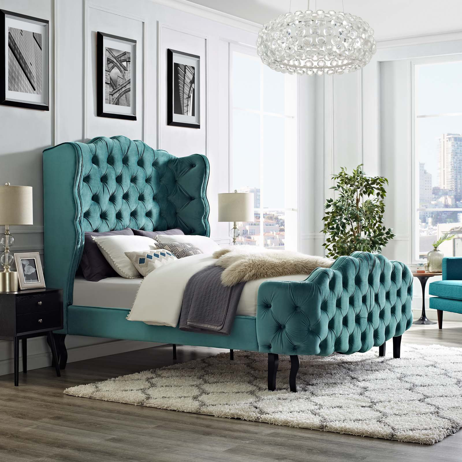 Gracewood hollow stanford contemporary tufted wingback bed discount