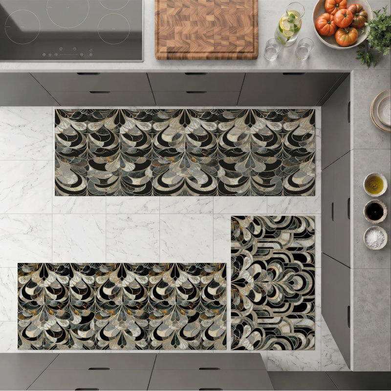 Wave Pattern Non-Slip Washable Kitchen Mats