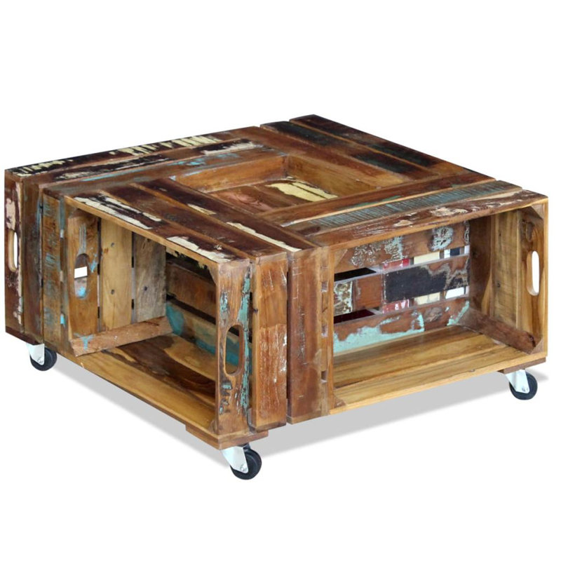 Chianna Solid Wood Four Leg Coffee Table with Storage