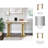 Modern Glam Console Table with Marble Top and Dual Column Metal Iron Wood Base Structure