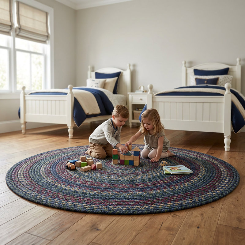 Tapis d'intérieur réversible et multicolore en nylon tressé, polyester et laine Walnut Cove