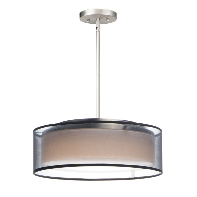 Luminaire suspendu cylindrique à 3 lumières Jessalyn, Nickel satiné noir