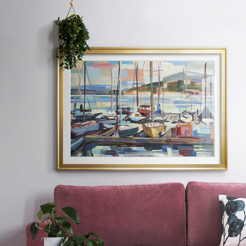 Leschi Evening - Cadre photo, reproduction d'art sur toile, Cadre en toile dorée, H 19 po x l 27 po x P 1,5 po