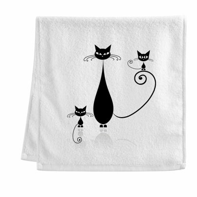 Elegant Cat Cotton Hand Towels - Soft, Absorbent, 16x30 Inch, Perfect for Bathroom Decor