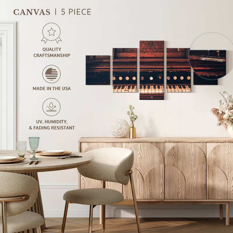 Piano en bois rétro, H 24 po x l 55 po