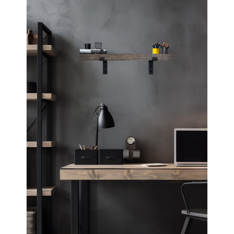 Rayne Red Oak Bracket Shelf, Ebony, 2" H x 17" W x 7" D