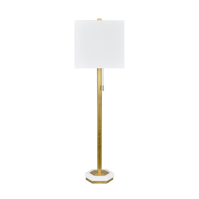 38.5" Metal Table Lamp With White Shade