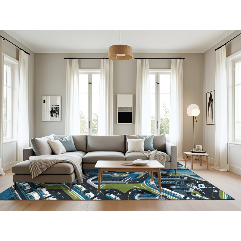 Tapis de transport gris lavable à la machine, Rectangulaire 8 pi x 10 pi