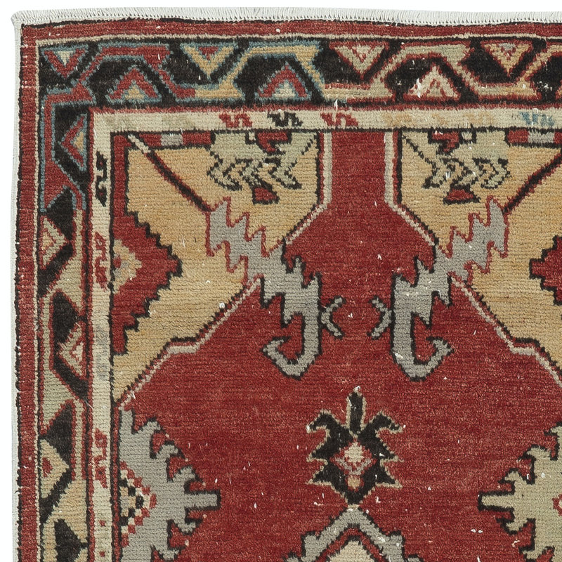 Tapis turc vintage fait à la main en rouge