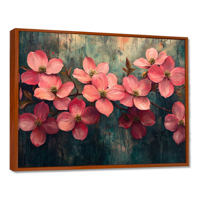 Imanie - Floral Wall Art, H 24 po x l 32 po, Cadre flottant, Naturel