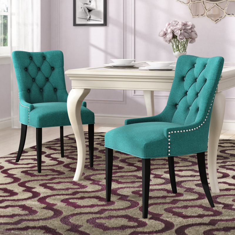 Regent Fabric Dining Chair, Teal Plainweave
