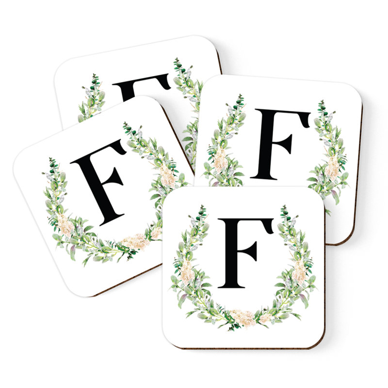 Verre à café sous-verre de jardin monogramme initiale B, F