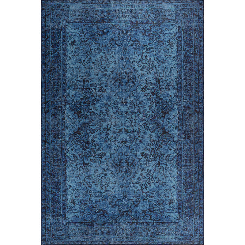 Vonzay Soft Blue Area Rug, 7.5 x 10.8 Feet | 100% Polyester, 1850 g/m² | 0.16 Inches Pile Height, Recycled Poly Cotton Underside | Machine Carpet, Durable & Stylish | Perfect for Living Room, Bedroom, or Office Decor