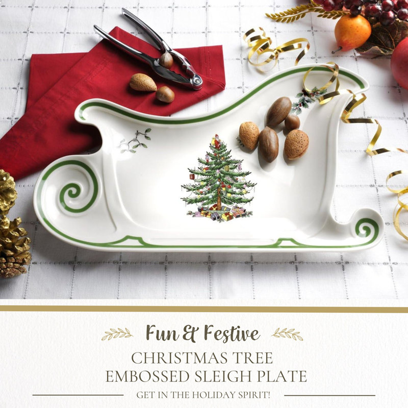 Christmas Tree Serve Sleigh Plate