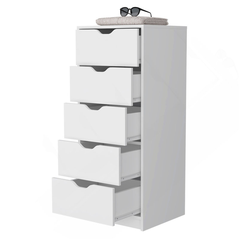 Commode 5 tiroirs Logan, Blanc