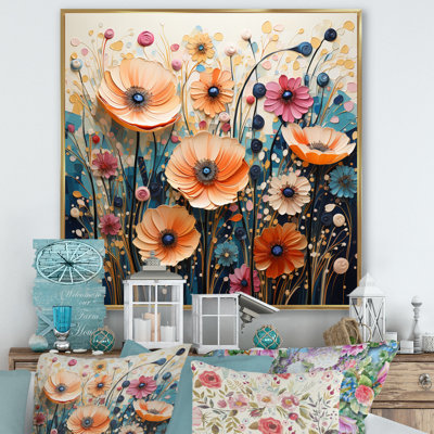 Motif abstrait pointillisme de fleurs sauvages sur toile