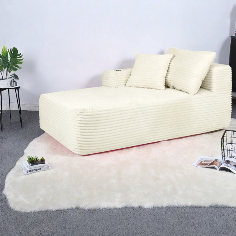 Canapés de coin compressibles, canapé nuage en tissu moelleux avec porte-gobelet et poche latérale pour la maison