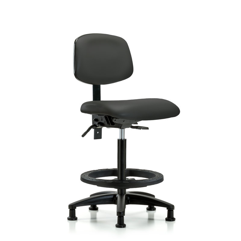 Nicholas Vinyl Drafting Chair, Charcoal, Glides, Included
