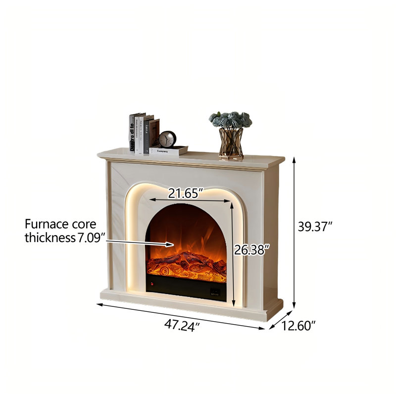 47.24" Ivory White Landscape Electric Fireplace