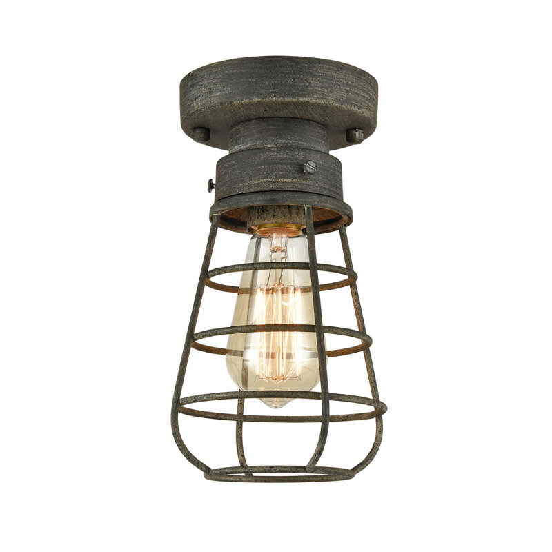 Modern Mini Cage Ceiling Lights Flush Mount with Solid Metal, Black
