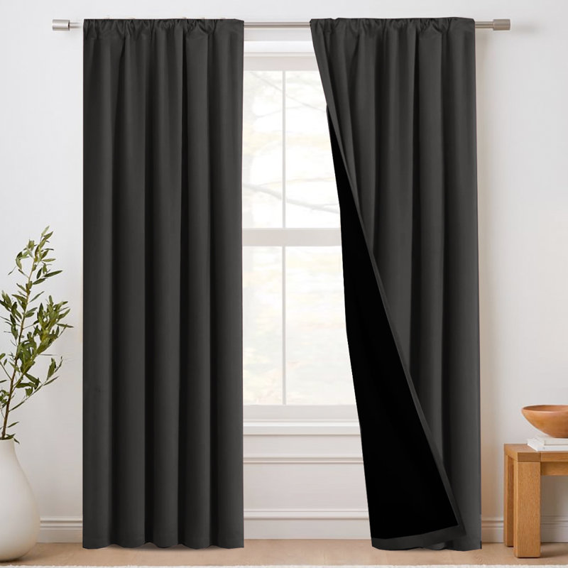 100% Blackout Curtains for Bedroom Short Curtains Half Window Curtains for Kitchen, Privacy Energy Saving Curtain Tiers for Bathroom Shades,Set of 2