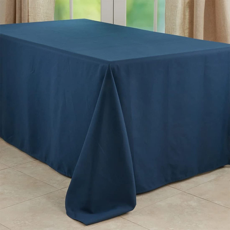 Daisylynn Rectangular Polyester Tablecloth, 120" L x 90" W, Navy Blue