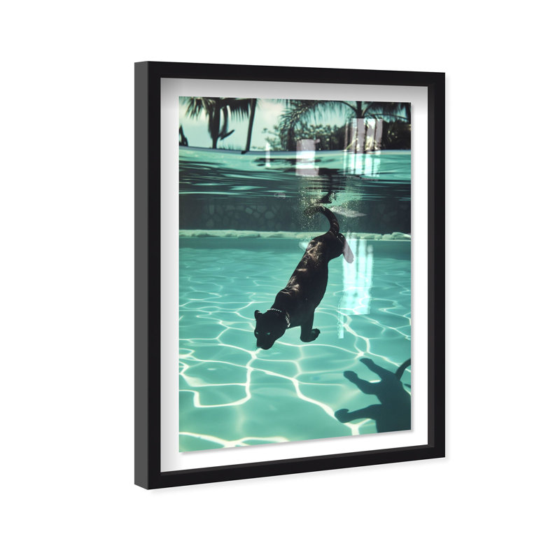 Panther Swim Nautical Shadowbox by Oliver Gal, 16.5" H x 11.5" W, Black