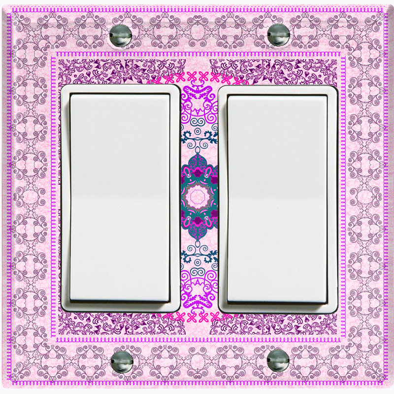 Plaque murale à 2 interrupteurs à bascule brun clair Elegant Mesa Tile, Rose