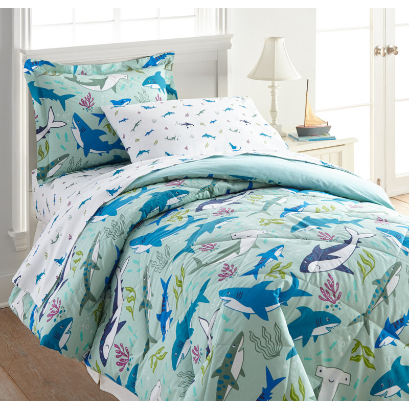  Ensemble de draps 100% coton Wildkin - Draps doux et confortables - Shark Attack