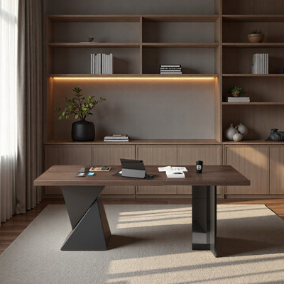 Solid wood desk with socket, study room for office