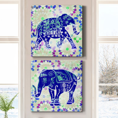 " Painted Elephant I " 2 Piece Art Color Photography Print