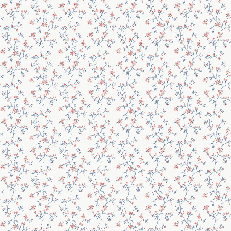 Miniatures 3 Collection Blossom Branch Wallpaper Roll, Pink/Blue