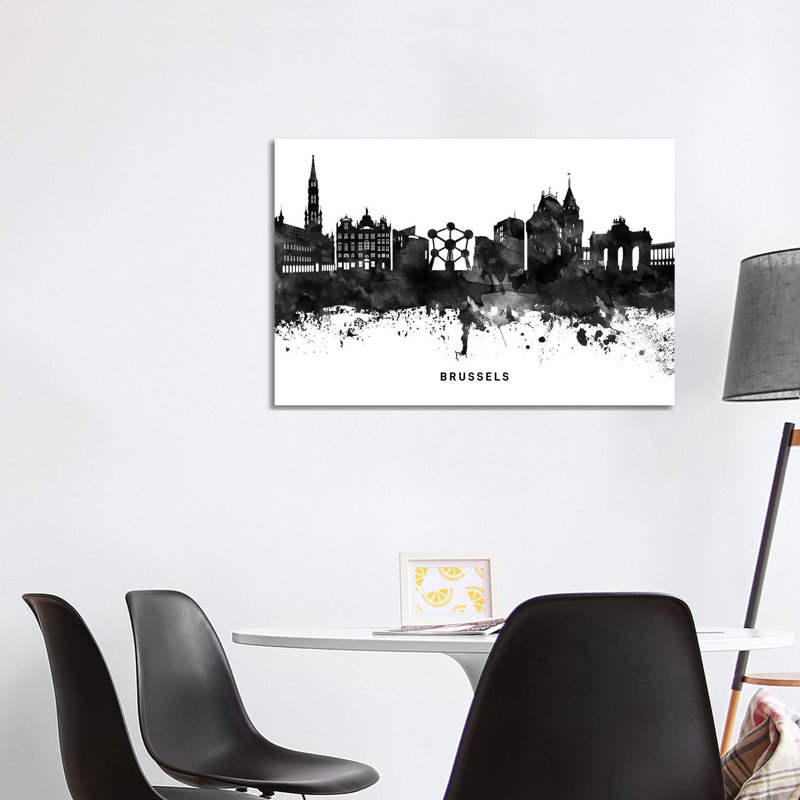 Brussels Skyline - Wrapped Canvas Print, 66.04cm H x 101.6cm W x 1.905cm D D