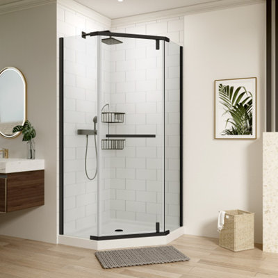 Porte de douche pivotante sans cadre avec verre trempé Neo-Angle