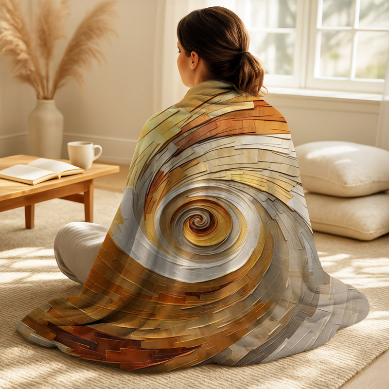 Jeté Gold Beige Spiral Potteries I - Abstract Spirals