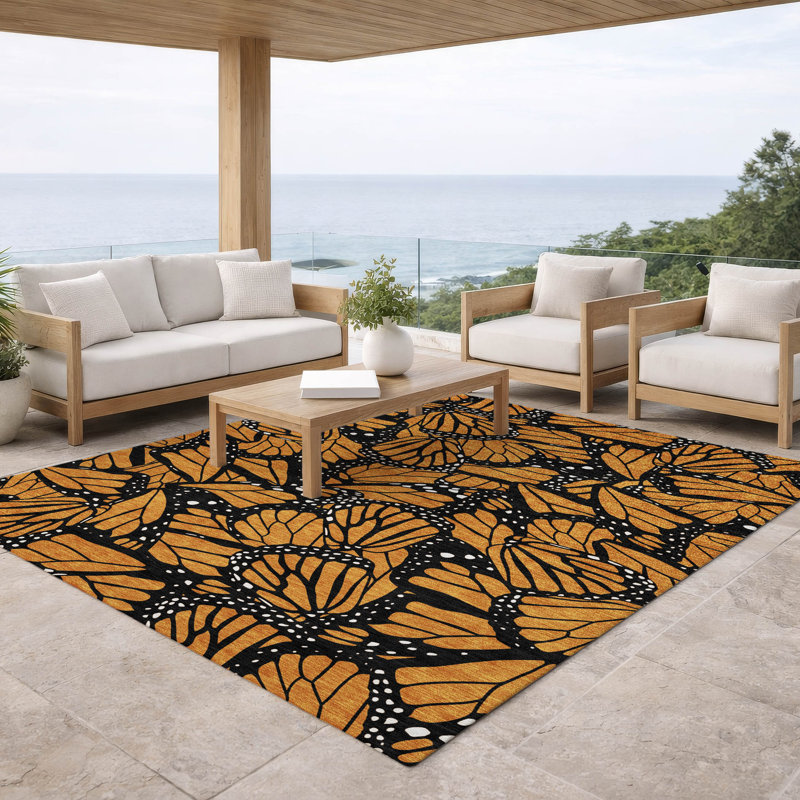 Tapis intérieur / extérieur lavable à la machine Chantille ACN2846, Orange, 3 pi x 5 pi