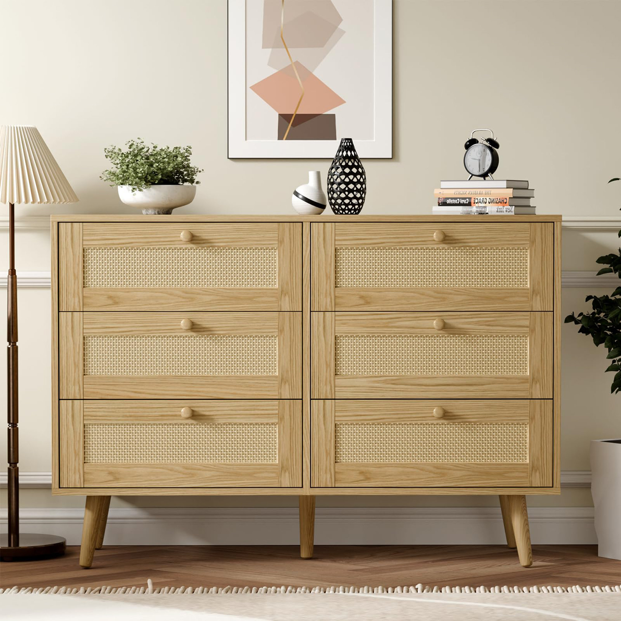 Bay Isle Home™ 6 Drawer Rattan Dresser Storage Cabinet | Wayfair