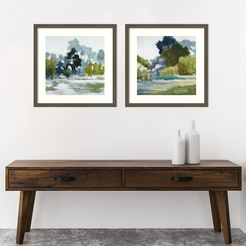 «Fields Reflections - lot de 2» par Jacqueline Ellens, impressions murales encadrées, Encadré gris