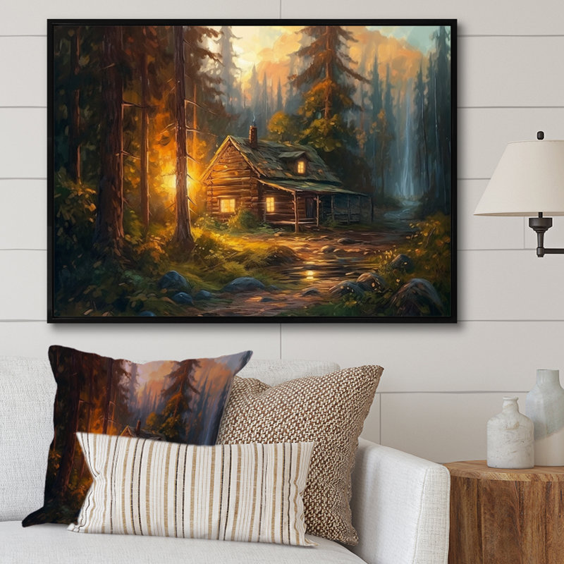 «Knutsford Forest Escape Cabin I», reproduction sur toile, H 12 po x l 20 po x P 1 po, Cadre flottant noir