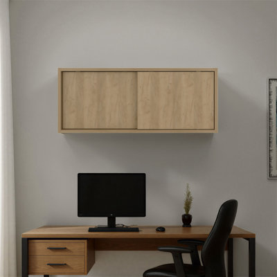 Note Armoire de rangement murale de 32 pouces de largeur avec portes coulissantes