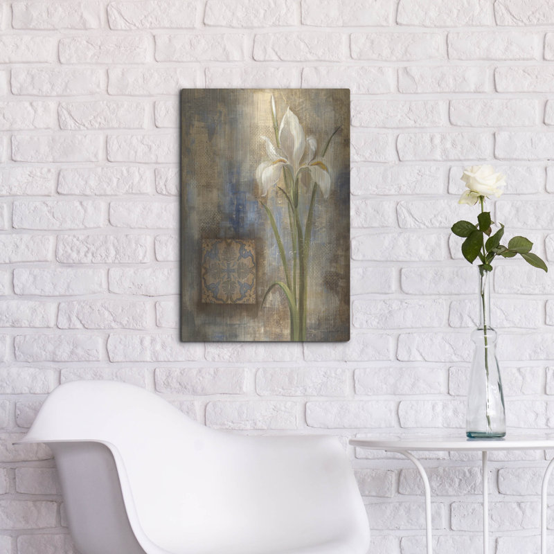 Art mural luxueux «Iris and Tile» par Silvia Vassileva, 16 po x 24 po, H 24 po x l 16 po