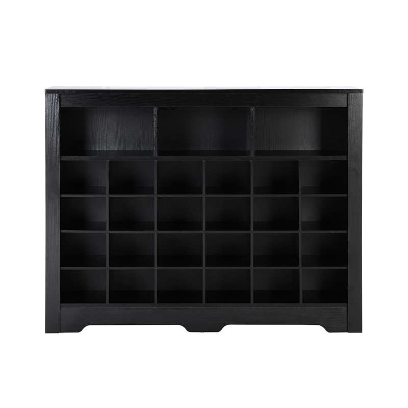 Shoe Cabinet With 24 , Sleek & Modern For Home Decor, Black Finish Black, And Versatile, Black
