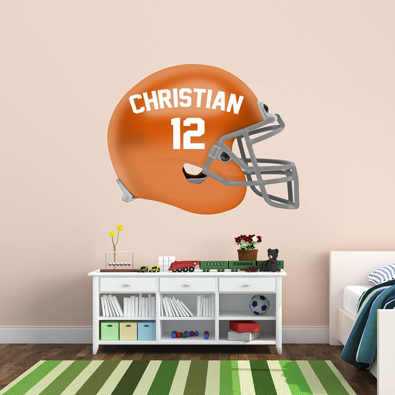 Adhésif mural casque de football, H 24 po x l 30 po, Orange