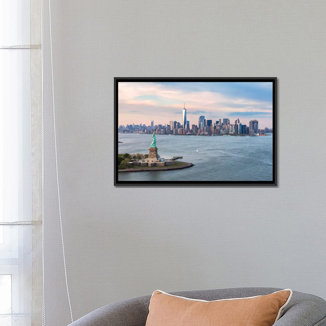 " Statue Of Liberty, New York Harbor, Manhattan Skyline, New York City, New York, USA " by Matteo Colombo East Urban Home Mat 