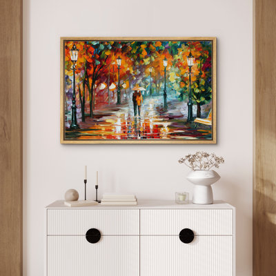 Impression de toile de paysage orange sur fond de feuilles de forêt d'automne orange pour le décor de chambre à coucher M05