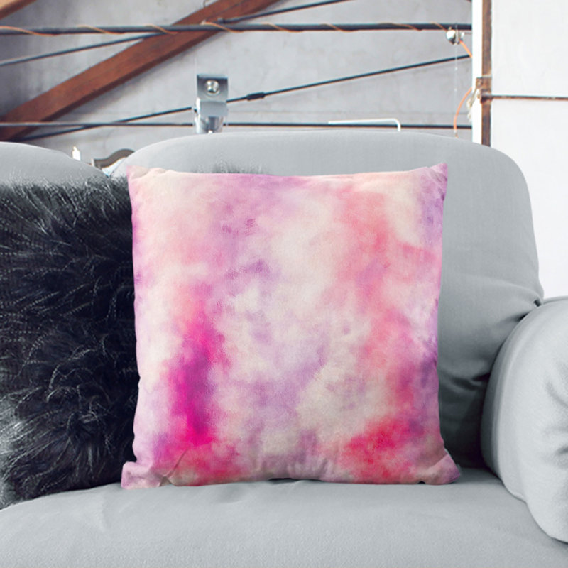 The Pink Clouds Painting Square Throw Cushion, White, 40cm H x 40cm W x 15cm D